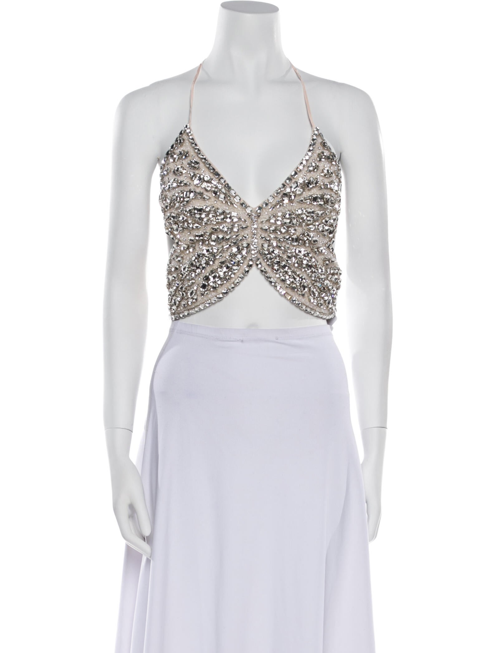 Blumarine Patterned Halterneck Crop Top