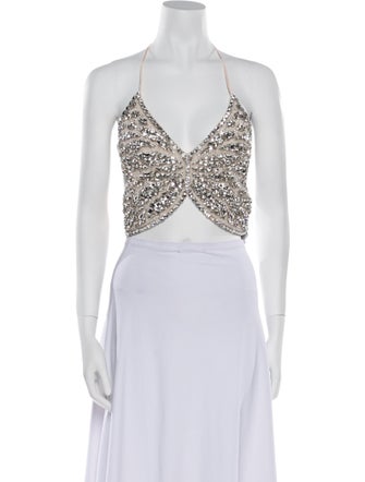 Blumarine Patterned Halterneck Crop Top