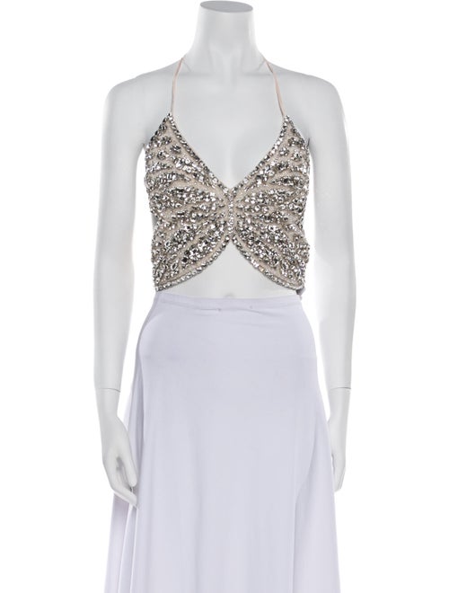 Blumarine Patterned Halterneck Crop Top