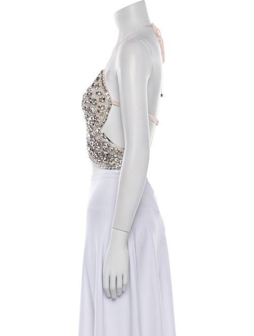 Blumarine Patterned Halterneck Crop Top