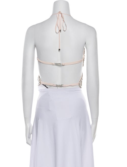 Blumarine Patterned Halterneck Crop Top