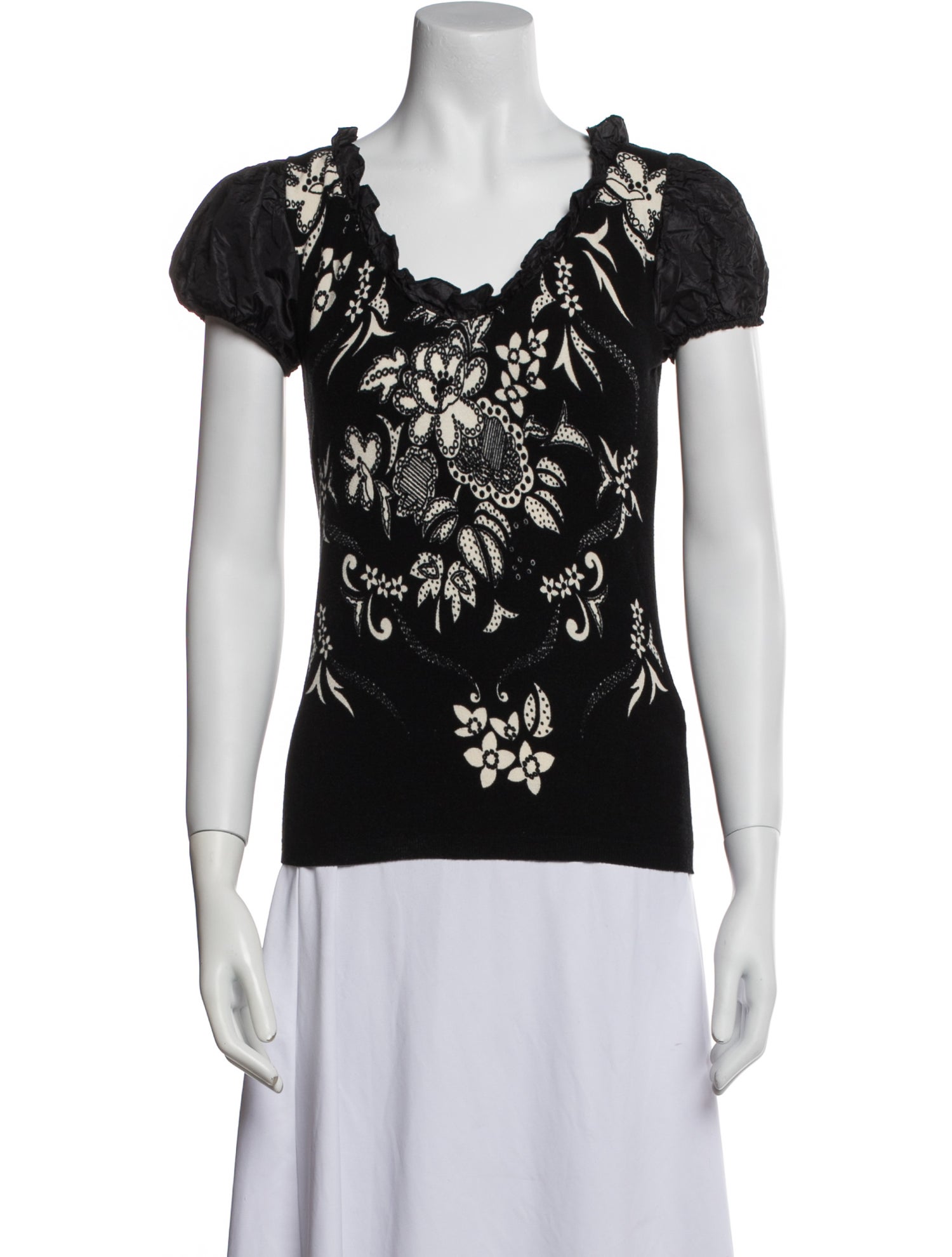 Blumarine Silk Floral Print Top