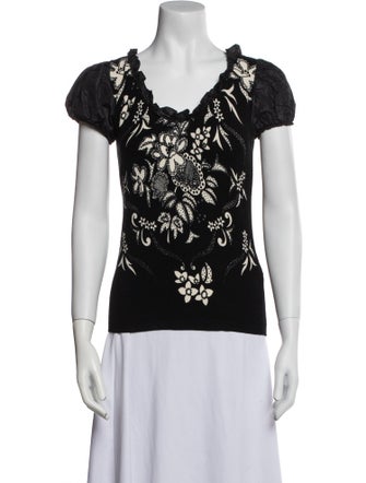 Blumarine Silk Floral Print Top