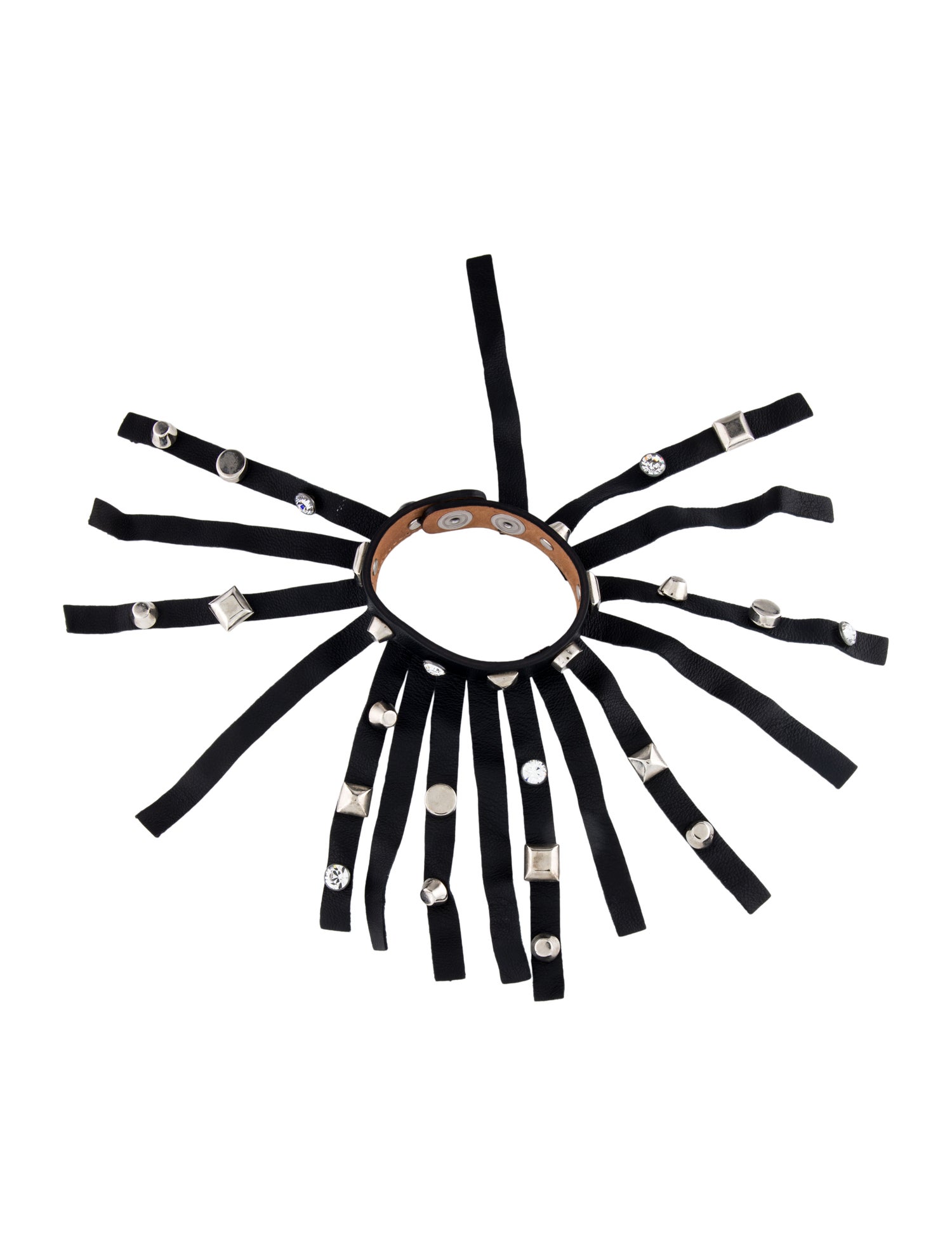 Blumarine Crystal and Leather Fringe Wrap Bracelet