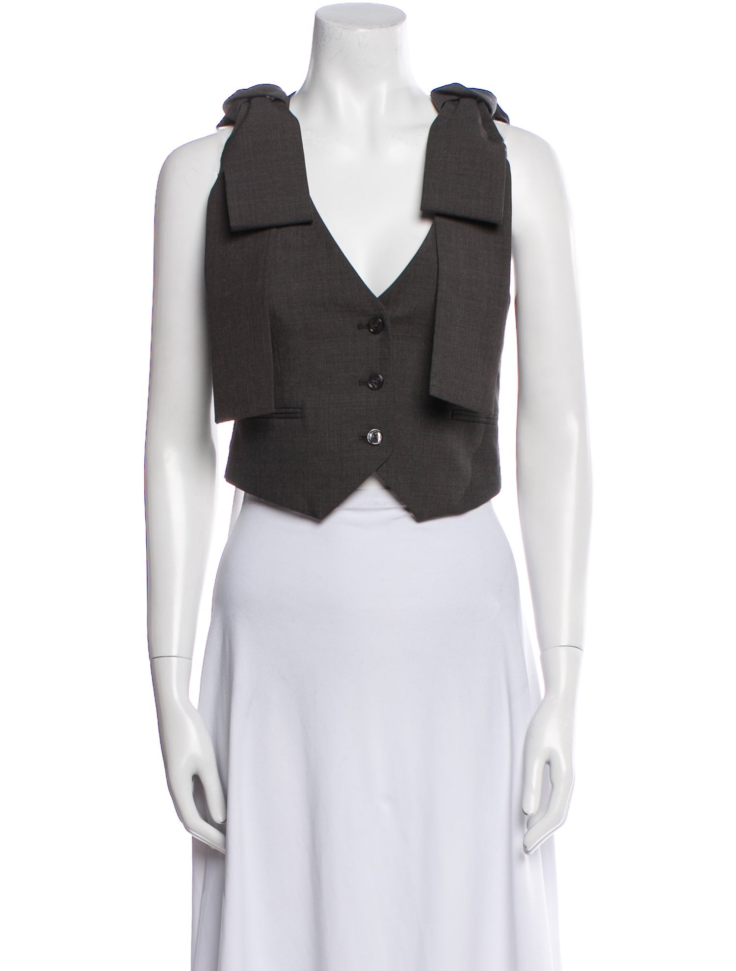 Blumarine Virgin Wool V-Neck Crop Top w/ Tags