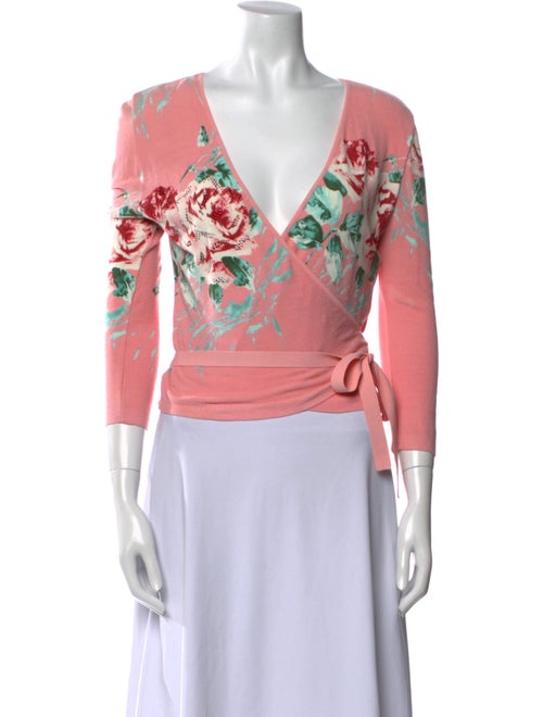 Blumarine Floral Print V-Neck Crop Top