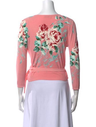 Blumarine Floral Print V-Neck Crop Top