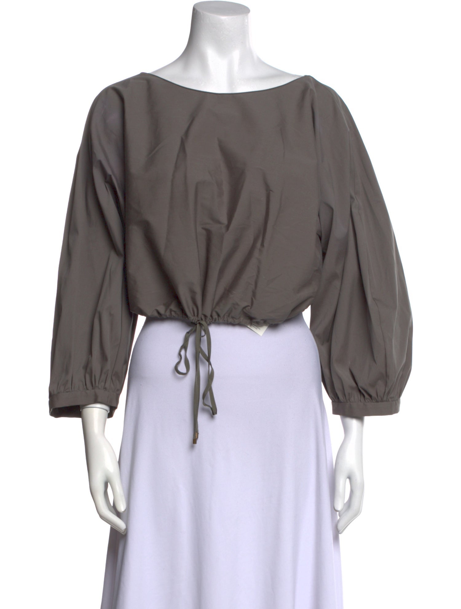 Blumarine Bateau Neckline Three-Quarter Sleeve Crop Top