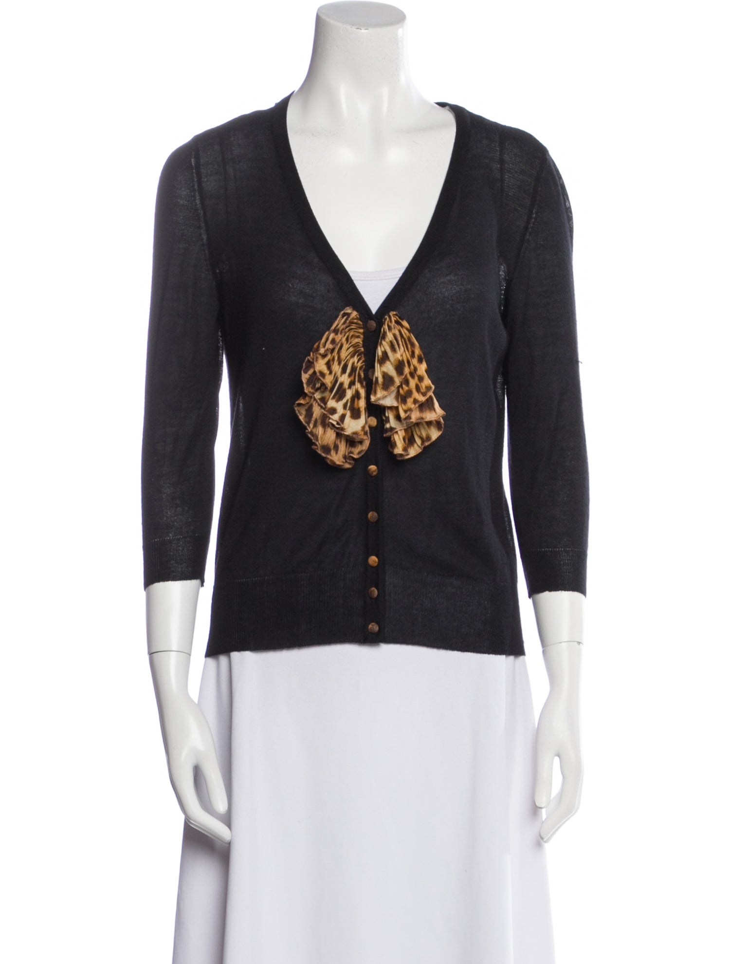 Blumarine Animal Print V-Neck Sweater