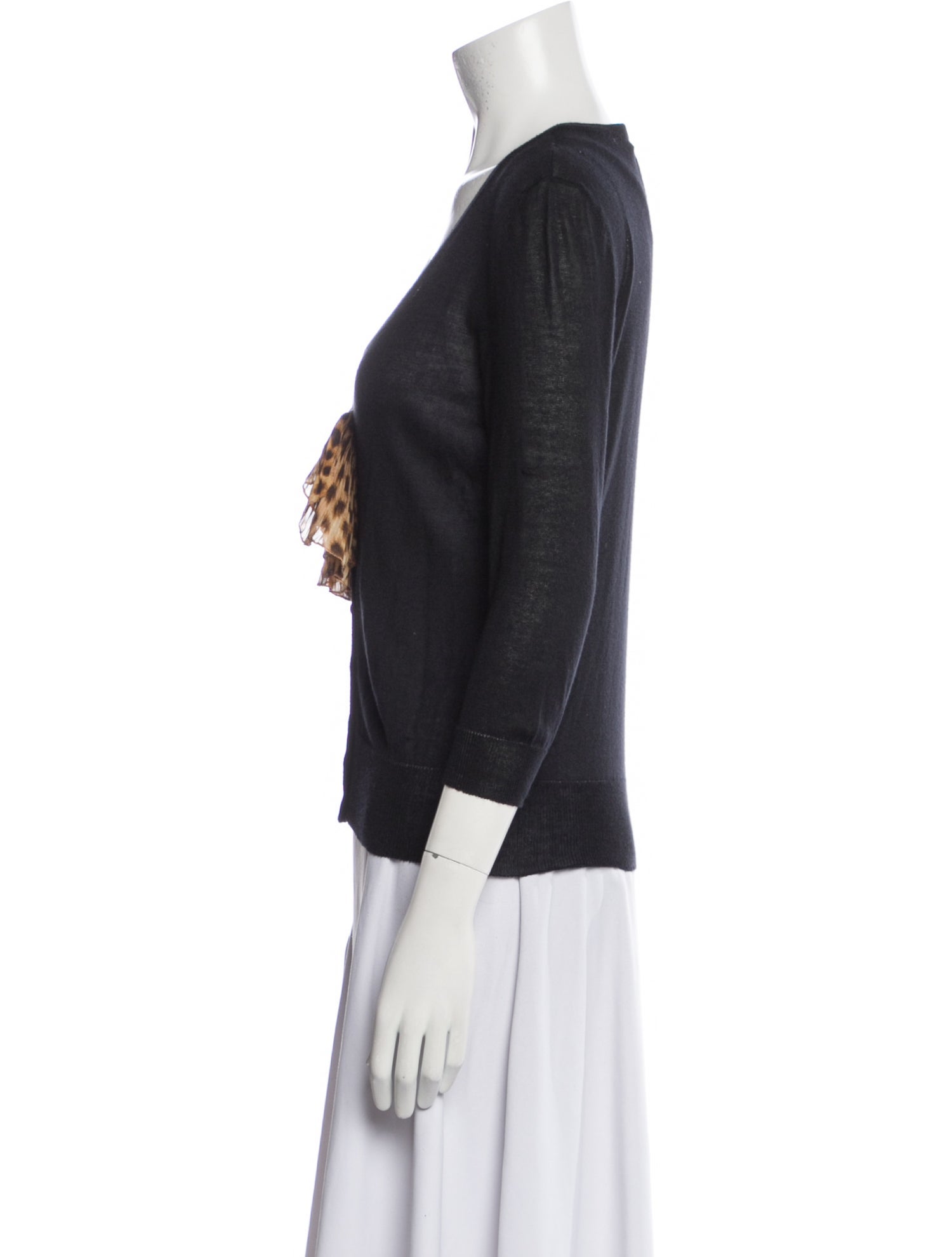 Blumarine Animal Print V-Neck Sweater