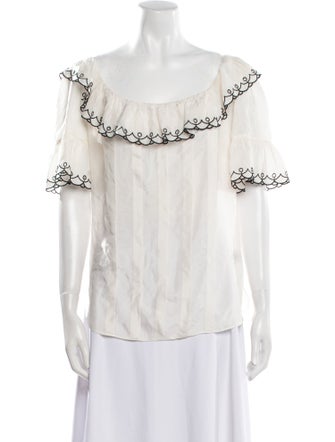 Blumarine Silk Off-The-Shoulder Blouse