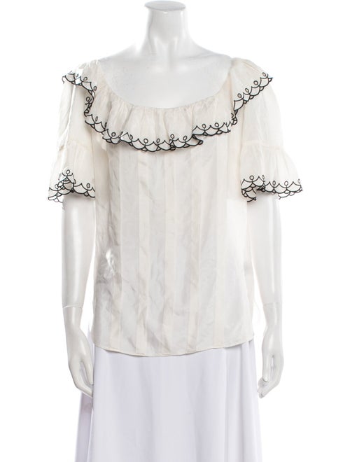 Blumarine Silk Off-The-Shoulder Blouse