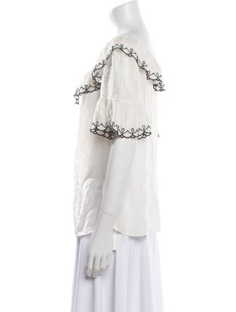 Blumarine Silk Off-The-Shoulder Blouse