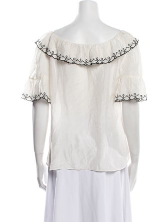 Blumarine Silk Off-The-Shoulder Blouse