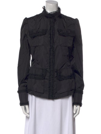 Blumarine Mock Neck Long Sleeve Blouse