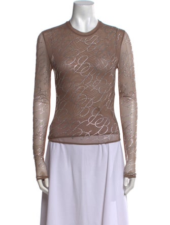Blumarine Crew Neck Long Sleeve Top