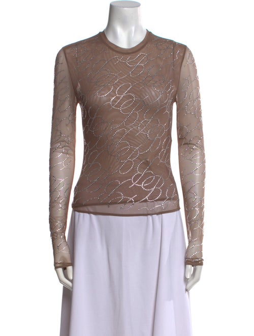 Blumarine Crew Neck Long Sleeve Top