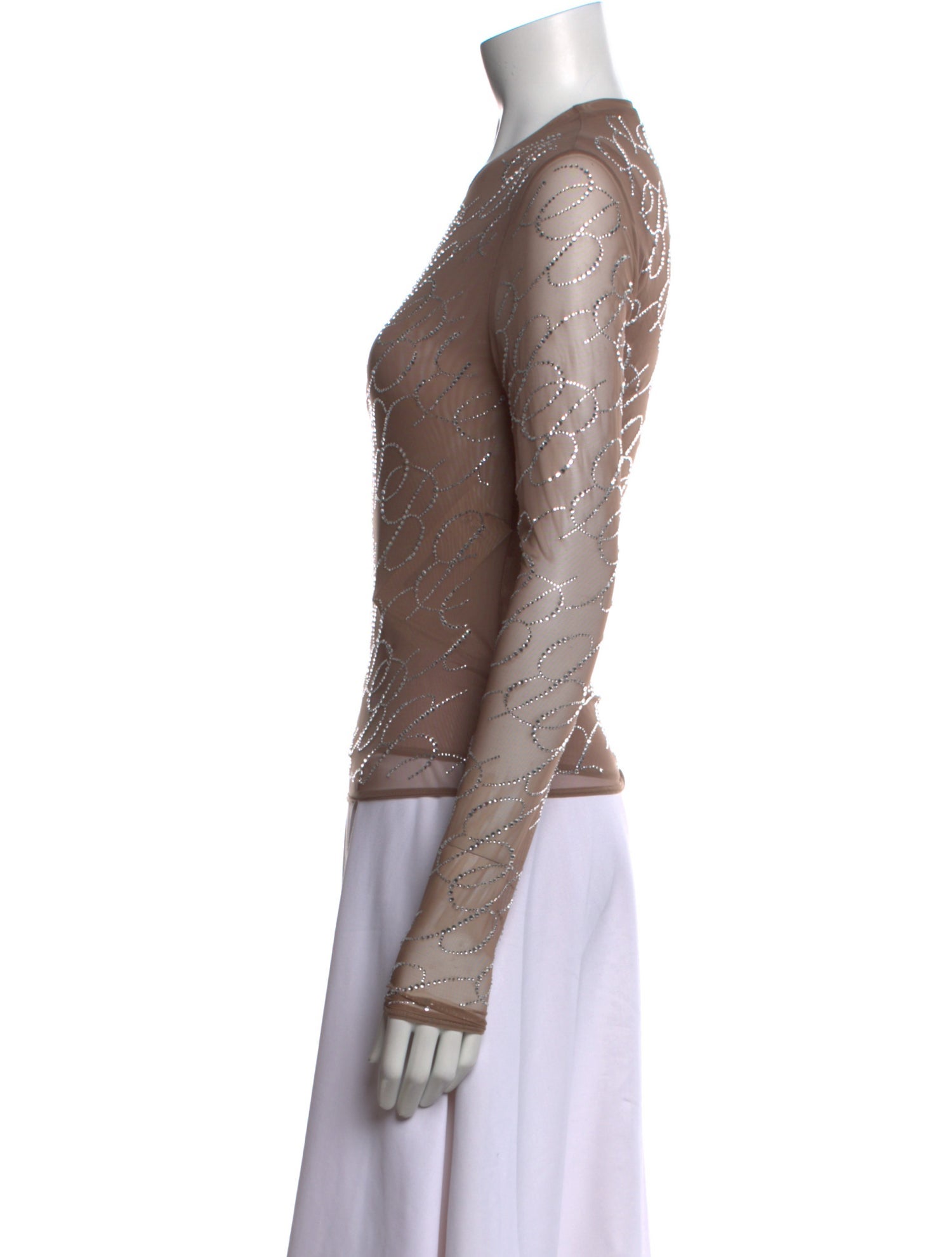 Blumarine Crew Neck Long Sleeve Top