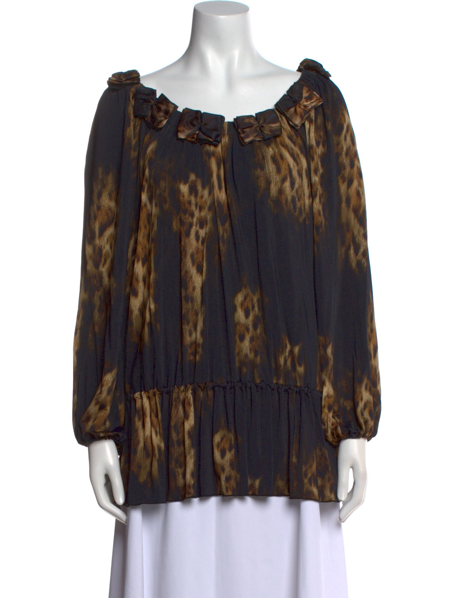 Blumarine Silk Animal Print Blouse
