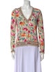 Blumarine Floral Print V-Neck Sweater