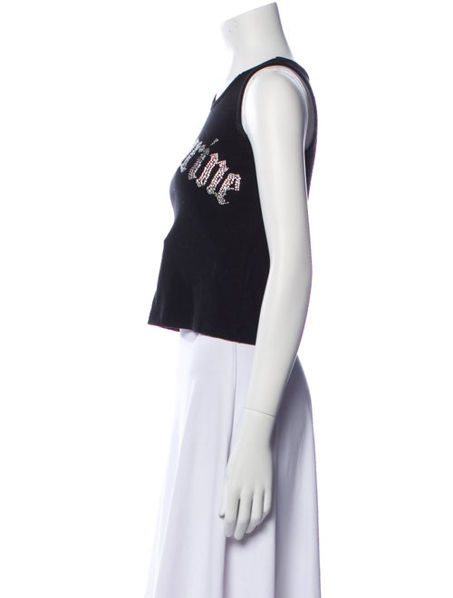 Blumarine Graphic Print Scoop Neck Crop Top