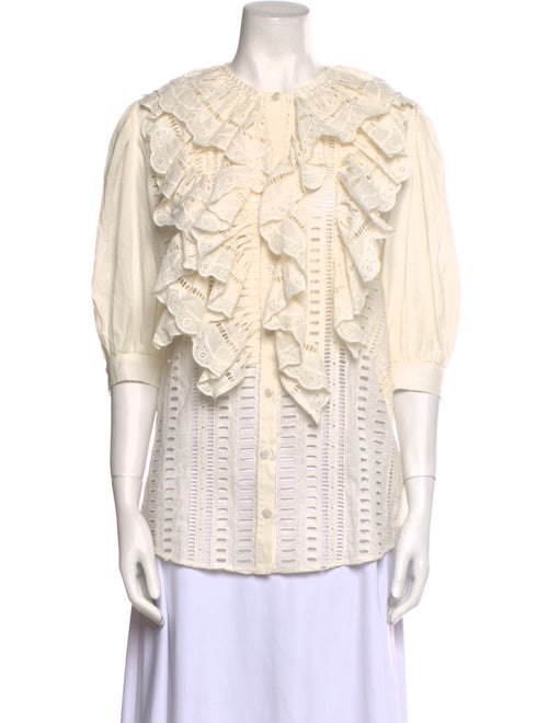 Blumarine Crew Neck Three-Quarter Sleeve Blouse