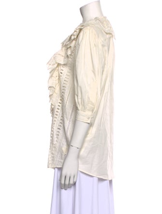 Blumarine Crew Neck Three-Quarter Sleeve Blouse