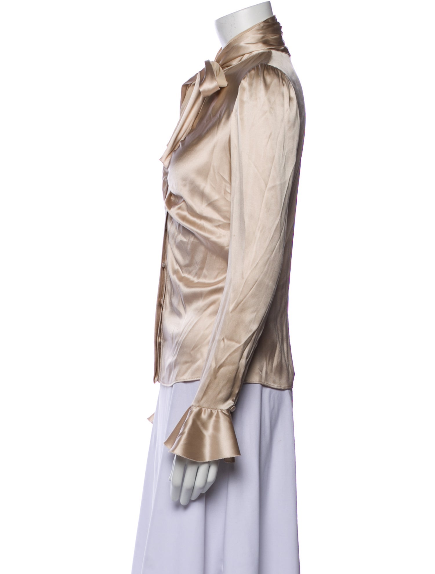 Blumarine Silk Mock Neck Blouse