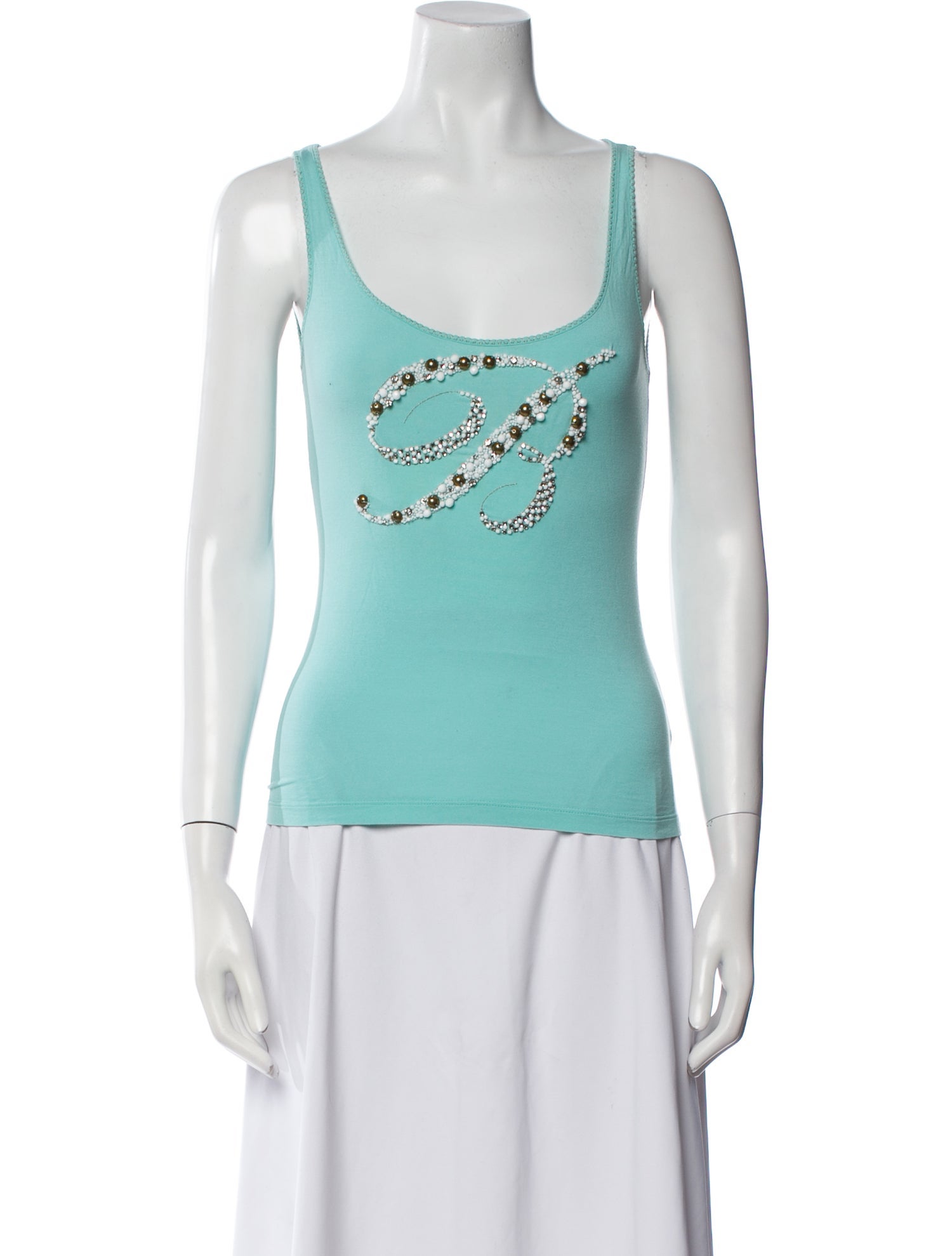 Blumarine Graphic Print Scoop Neck Top