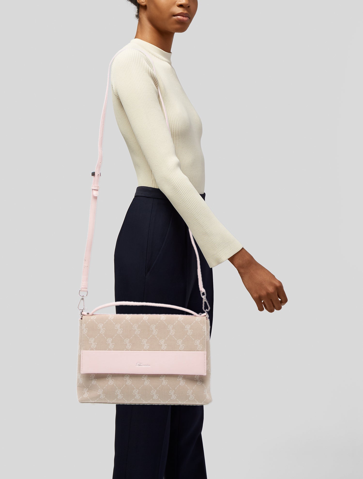 Blumarine Canvas Top Handle Bag