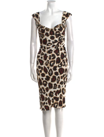 Blumarine Animal Print Midi Length Dress
