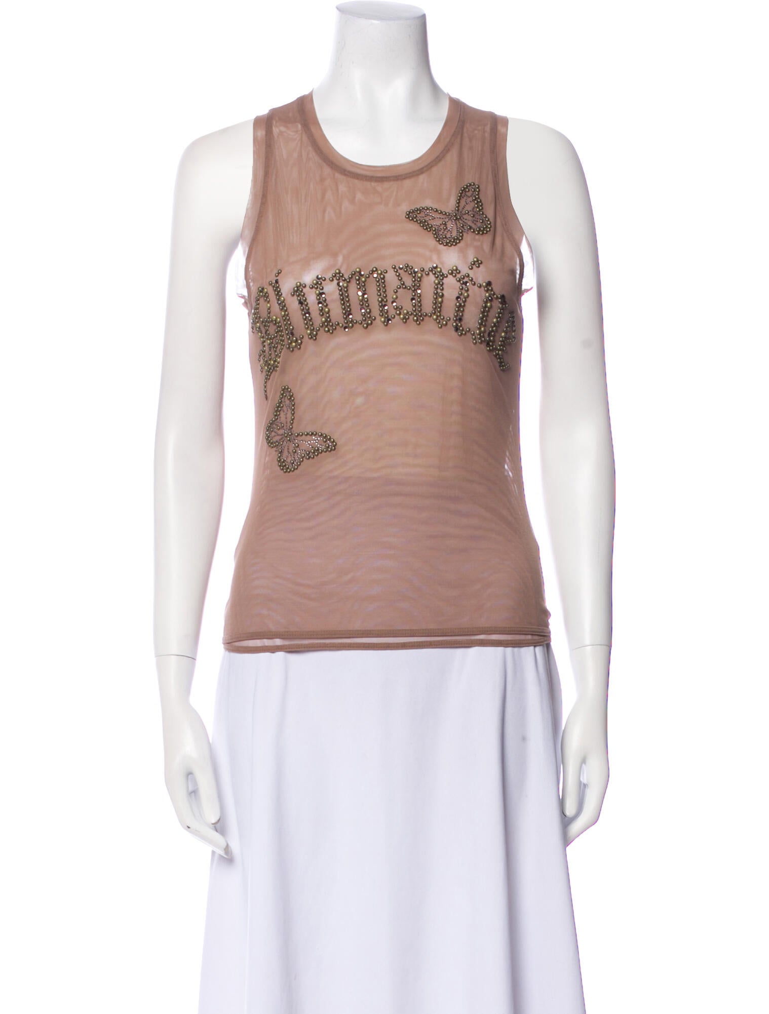 Blumarine Mesh Graphic Print Top