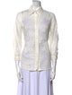 Blumarine Lace Pattern Three-Quarter Sleeve Button-Up Top
