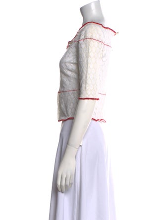 Blumarine Printed Three-Quarter Sleeve Crop Top