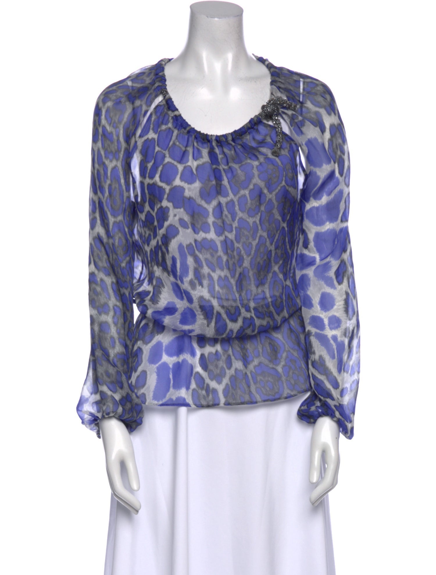 Blumarine Silk Animal Print Blouse