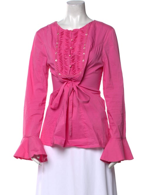 Blumarine Scoop Neck Long Sleeve Blouse