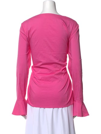 Blumarine Scoop Neck Long Sleeve Blouse