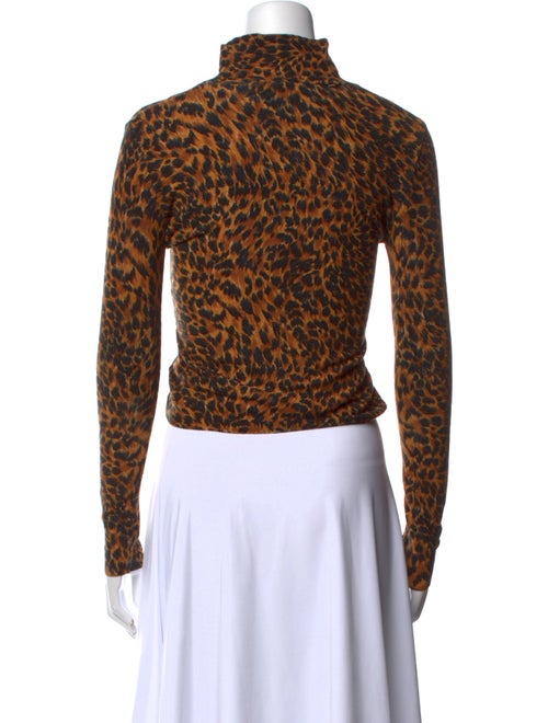 Blumarine Animal Print Turtleneck Crop Top