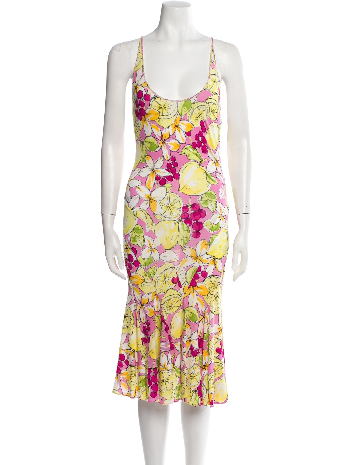 Blumarine Floral Print Midi Length Dress