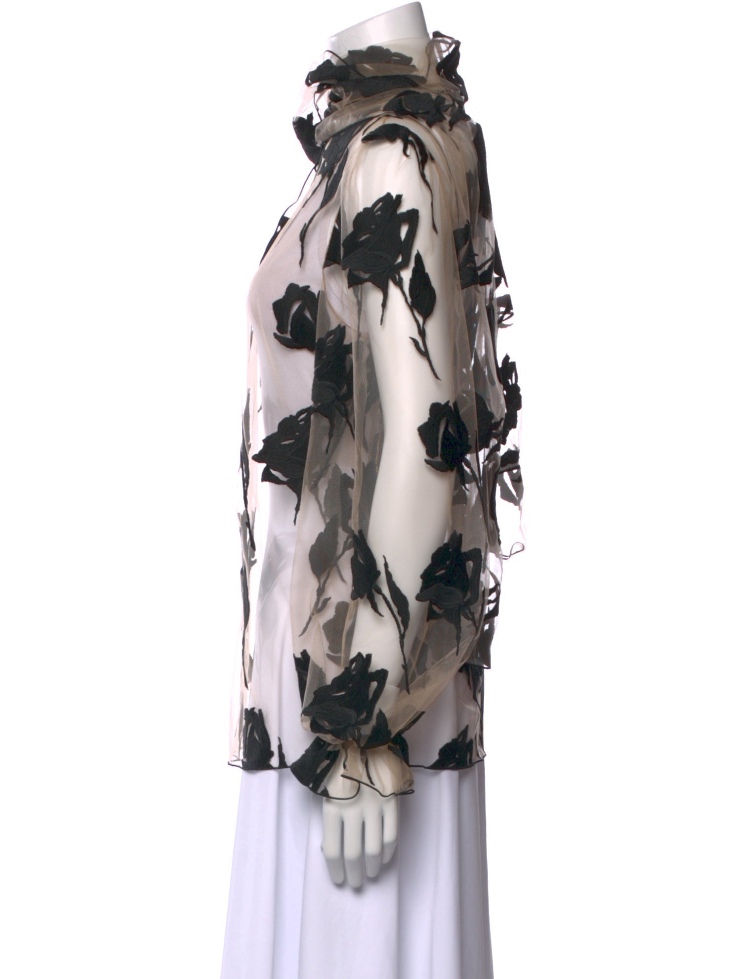 Blumarine Floral Print Mock Neck Blouse