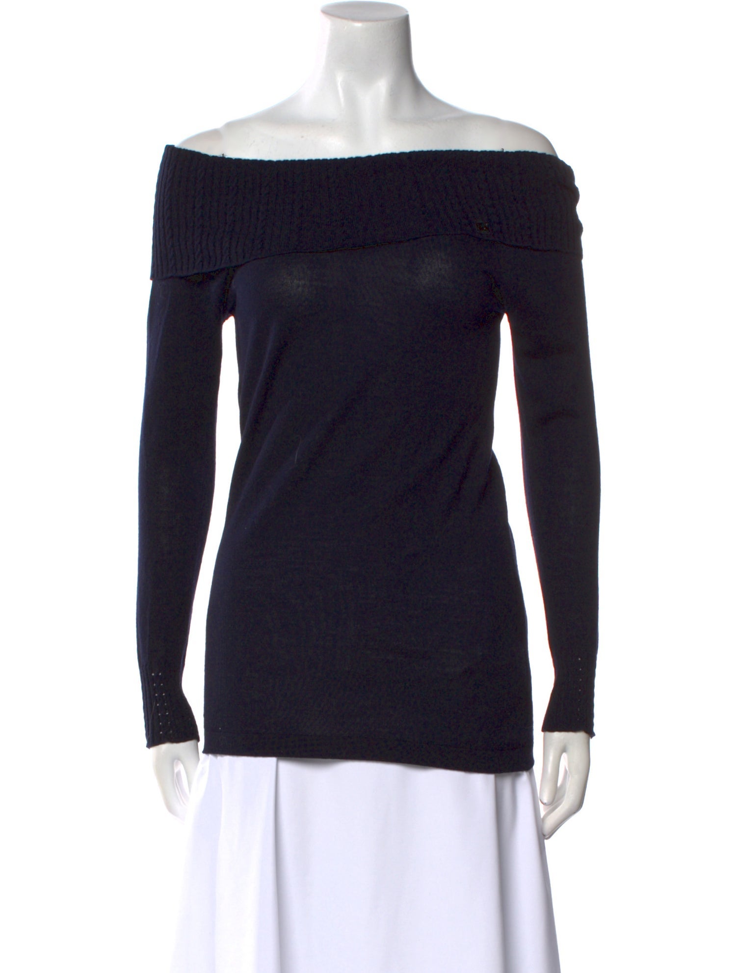 Blumarine Wool Off-The-Shoulder Sweater