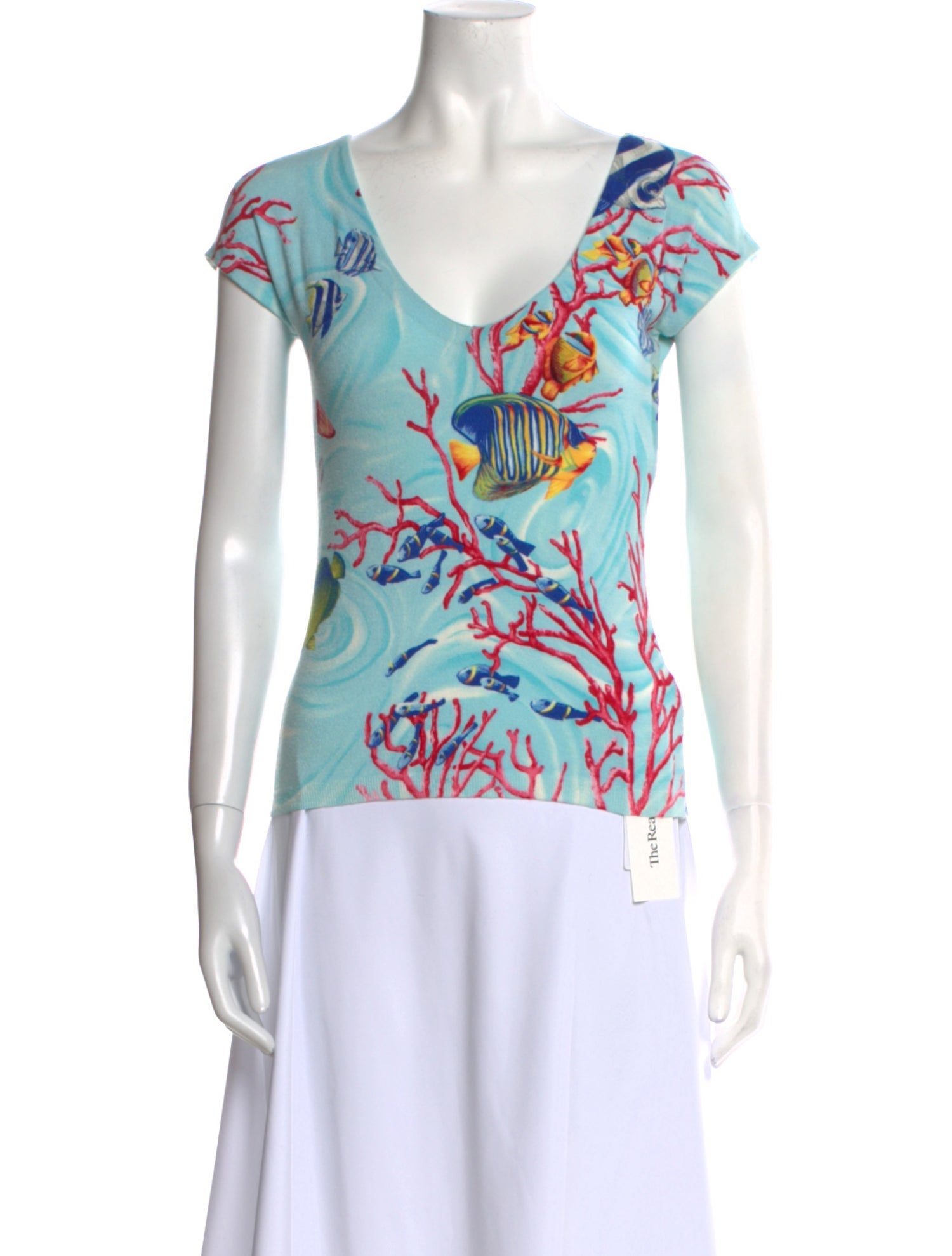 Blumarine Printed V-Neck T-Shirt