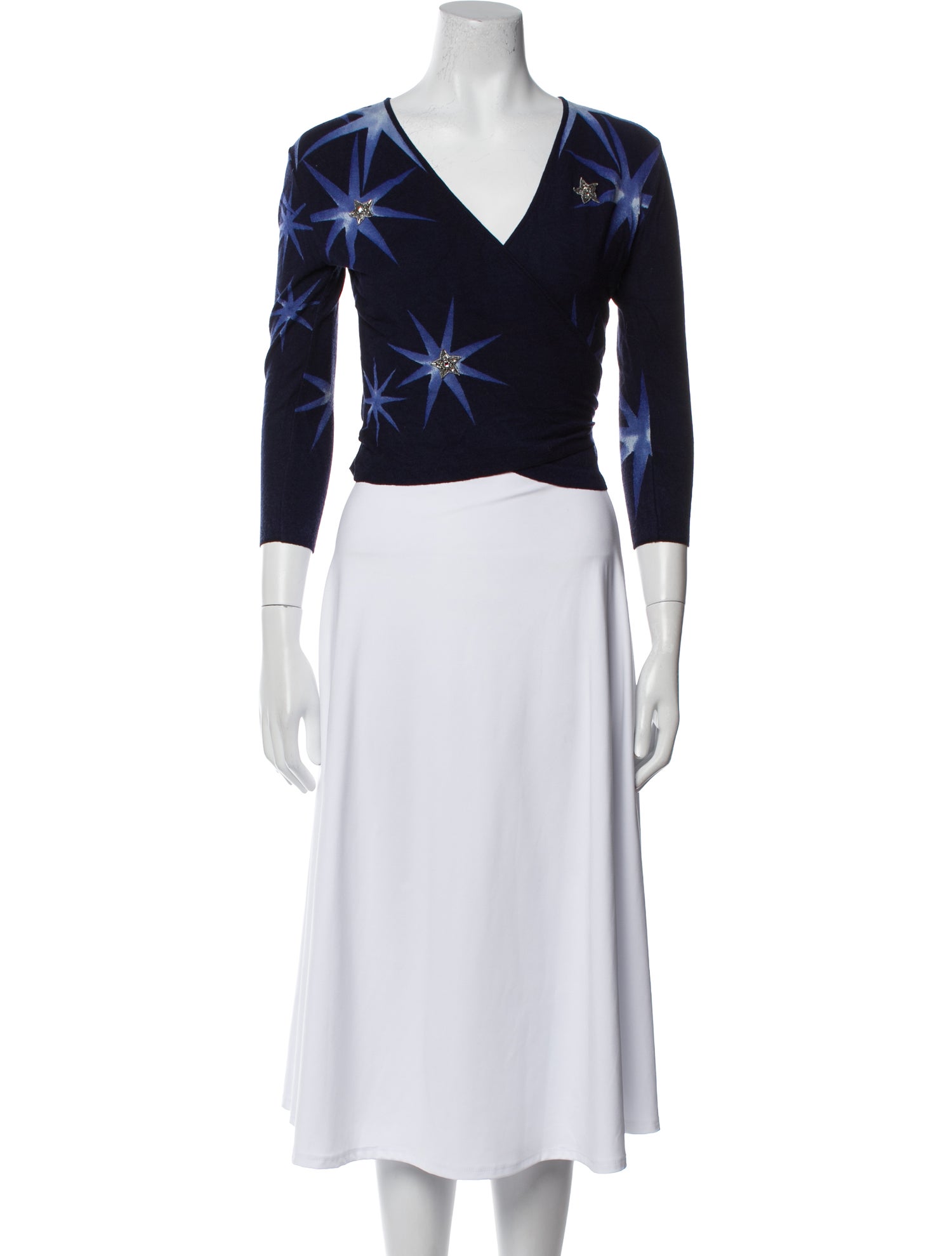 Blumarine Printed V-Neck Crop Top