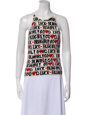 Blumarine Printed Scoop Neck Top