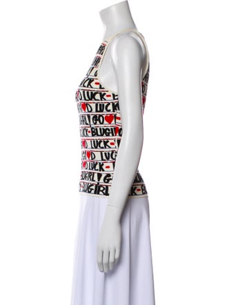 Blumarine Printed Scoop Neck Top