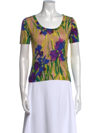 Blumarine Silk Floral Print T-Shirt