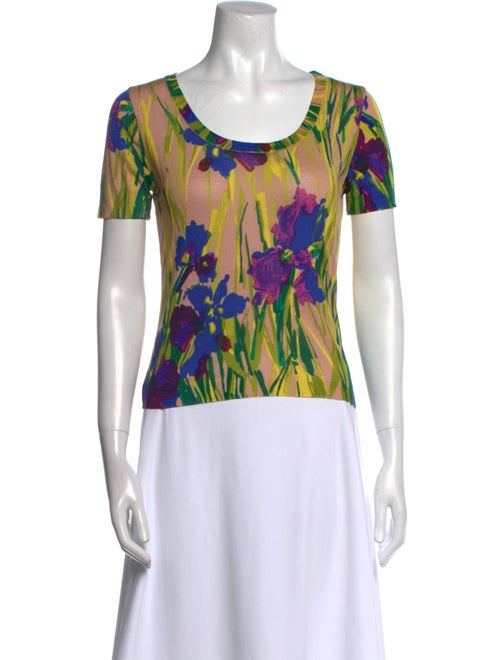 Blumarine Silk Floral Print T-Shirt