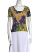 Blumarine Silk Floral Print T-Shirt