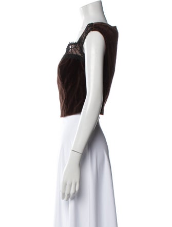 Blumarine Scoop Neck Sleeveless Crop Top