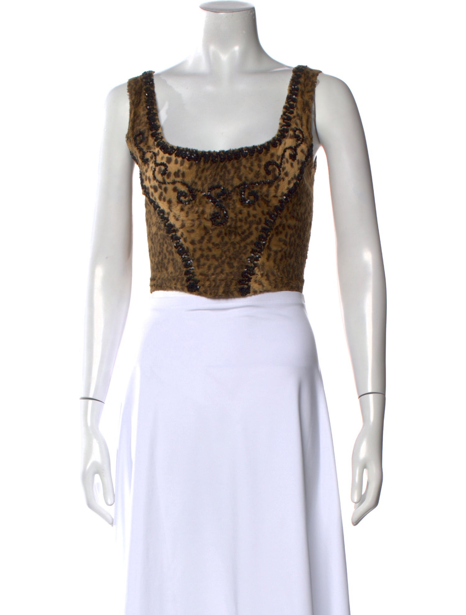 Blumarine Printed Square Neckline Crop Top